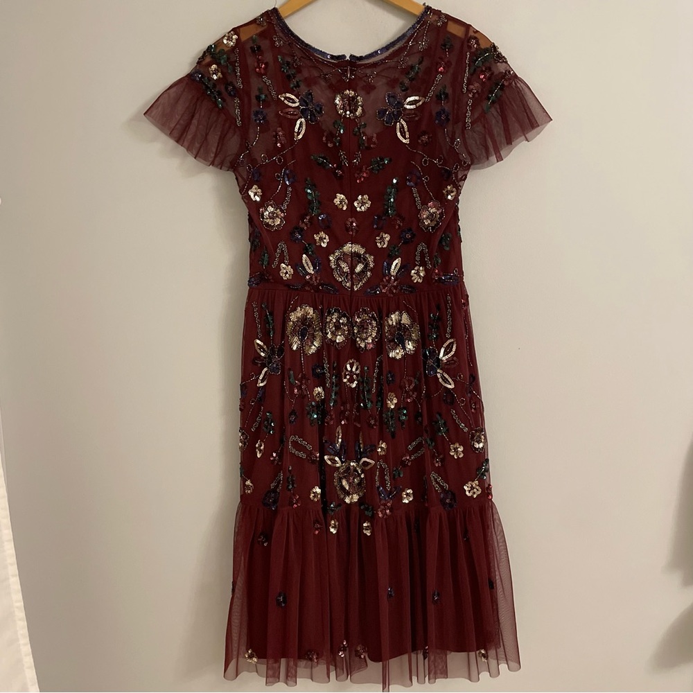 Gianni Bini Burgundy Embellished Midi Dress - Picture 8 of 9